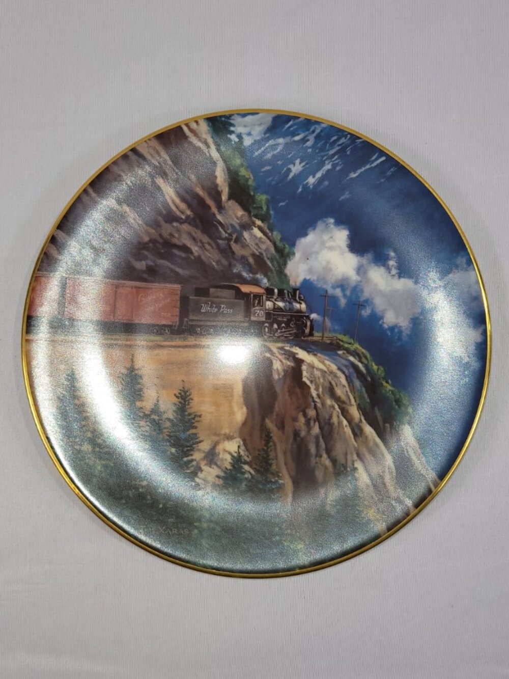 Christian Bell Porcelain Age of Steam Collector Plate White Pass Gateway Yukon